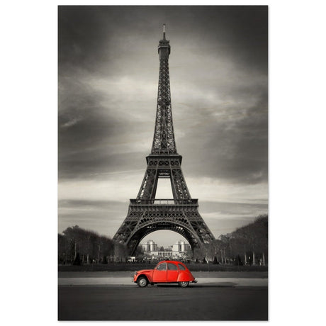 Elegant Paris - Eiffel Tower and Vintage Ride - Wood Prints - 40x60 cm / 16x24″ - 