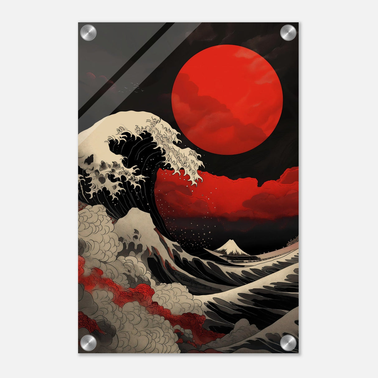  modern wall art print modern art red moon