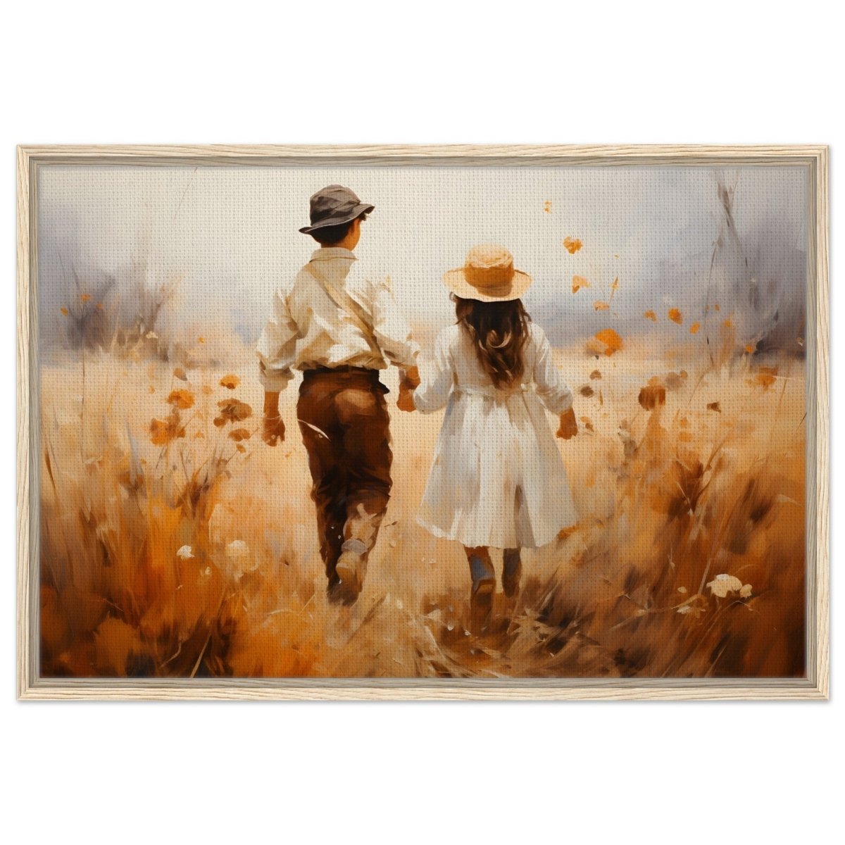 Fields of Togetherness | Impressionistic Art - Framed Canvas - 60x90 cm / 24x36″ - Wood frame