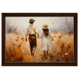 Fields of Togetherness | Impressionistic Art - Framed Canvas - 30x45 cm / 12x18″ - Dark wood frame