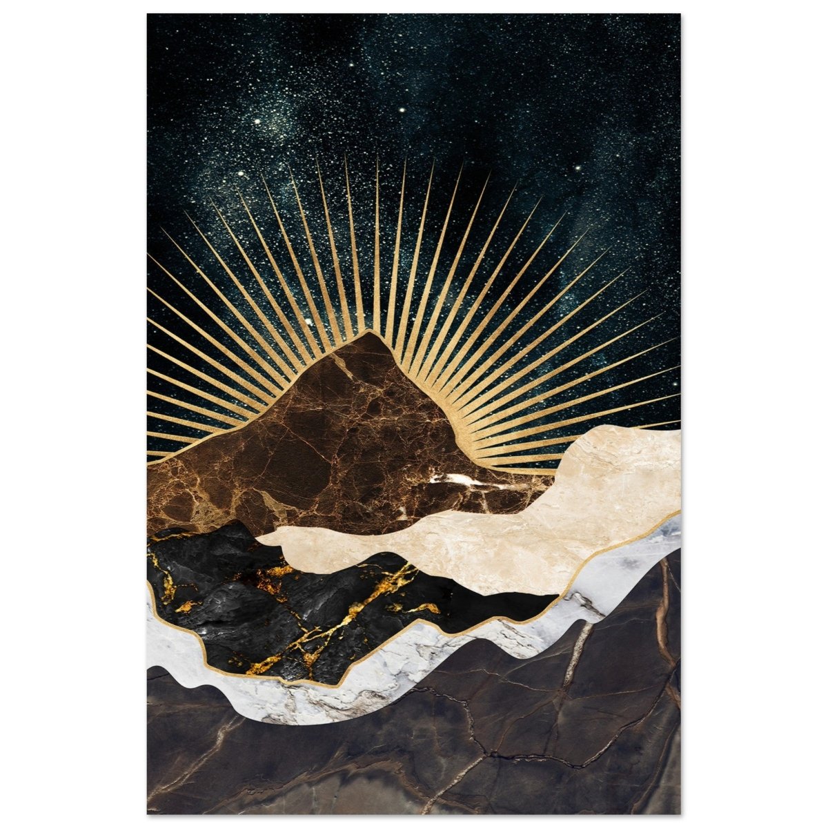 Gilded Desertscape | Cosmic Minimalist Art | Wall art Print - Aluminum Print - 30x45 cm / 12x18″ - 