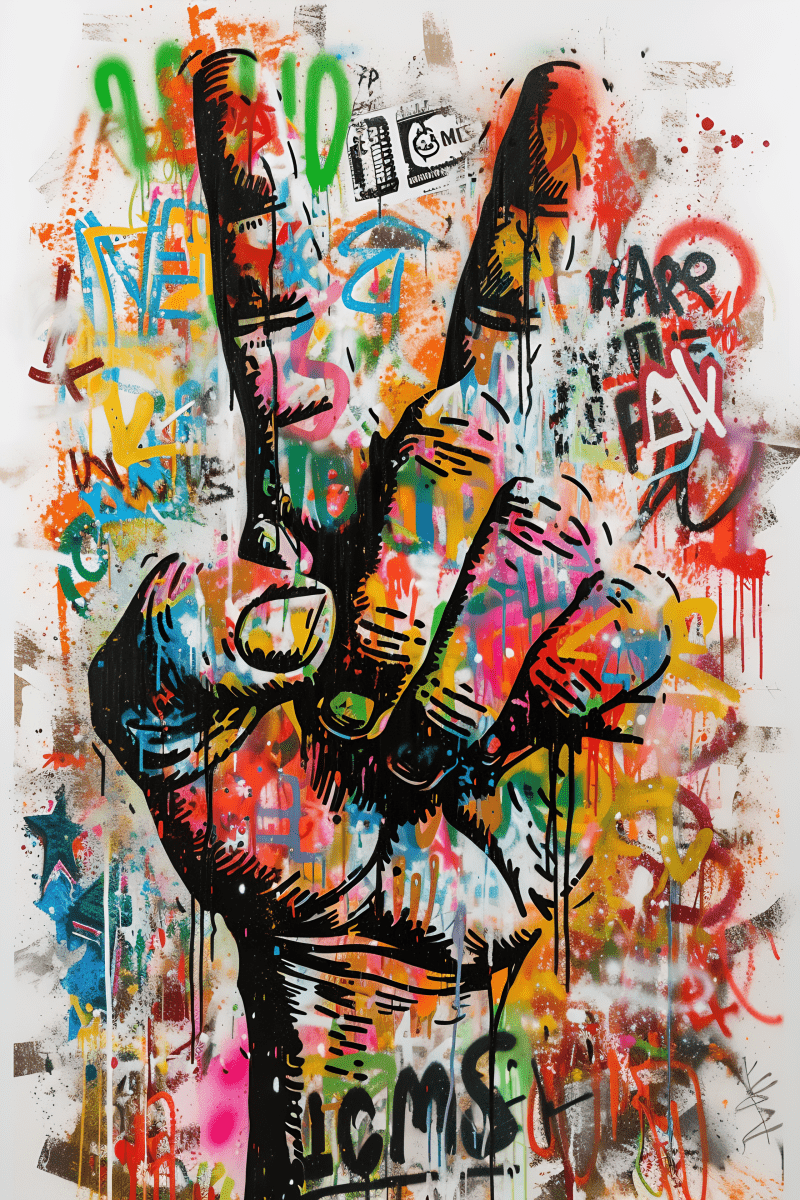 Graffiti of Peace | Digital Pop art | 3 Design Options - 30x45 cm / 12x18″ - Design Option 2 - Acrylic Print