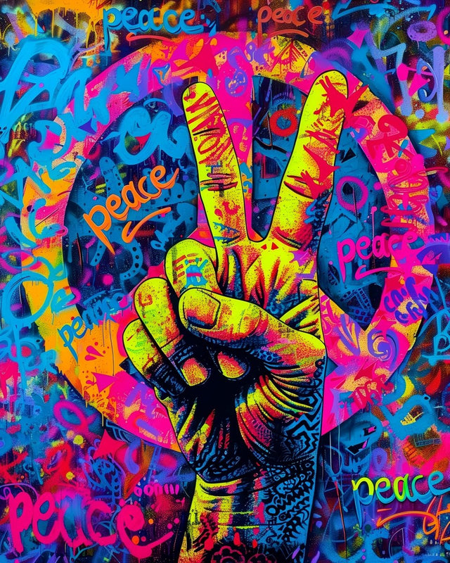 Graffiti of Peace | Digital Pop art | 3 Design Options - 30x45 cm / 12x18″ - Design Option 1 - Acrylic Print