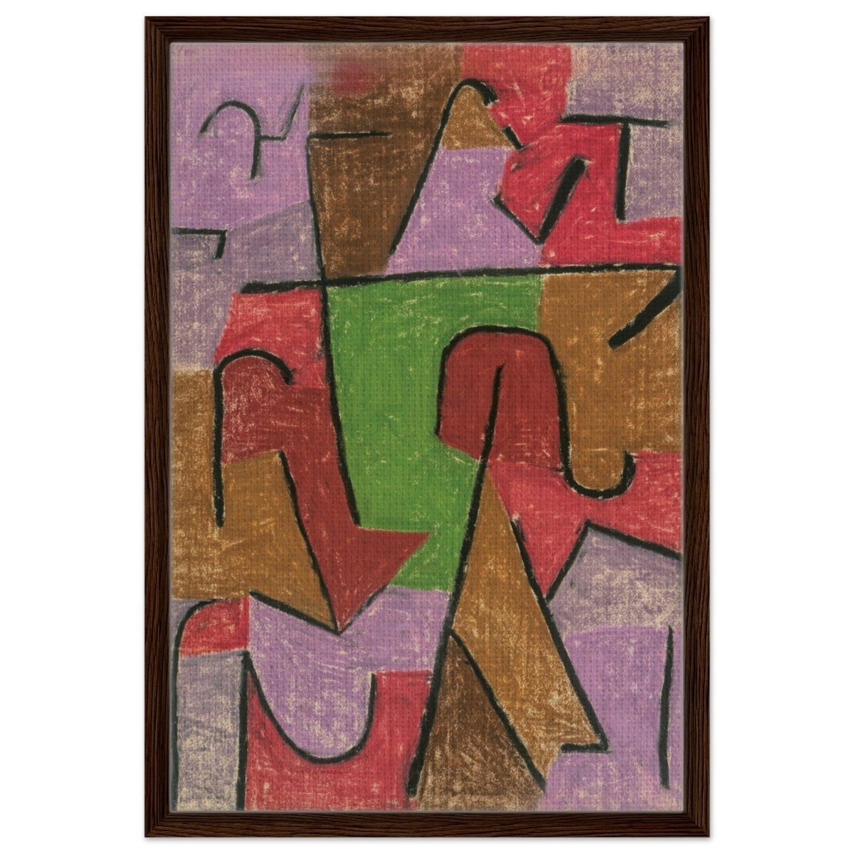 Indianisch, 1937 by Paul Klee | Vintage wall art print - Framed Canvas - 50x75 cm / 20x30″ - Dark wood frame