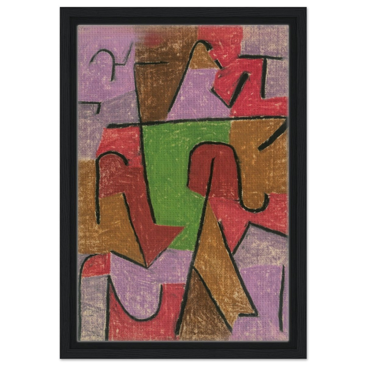 Indianisch, 1937 by Paul Klee | Vintage wall art print - Framed Canvas - 30x45 cm / 12x18″ - Black frame