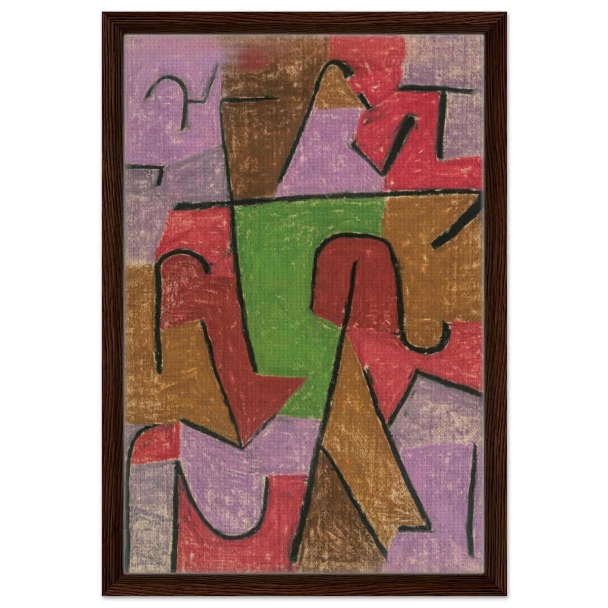 Indianisch, 1937 by Paul Klee | Vintage wall art print - Framed Canvas - 40x60 cm / 16x24″ - Dark wood frame