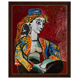 Jacqueline in Turkish Costume by Pablo Picasso | Cubism Art wall art print - Framed Canvas - 40x50 cm / 16x20″ - Dark wood frame