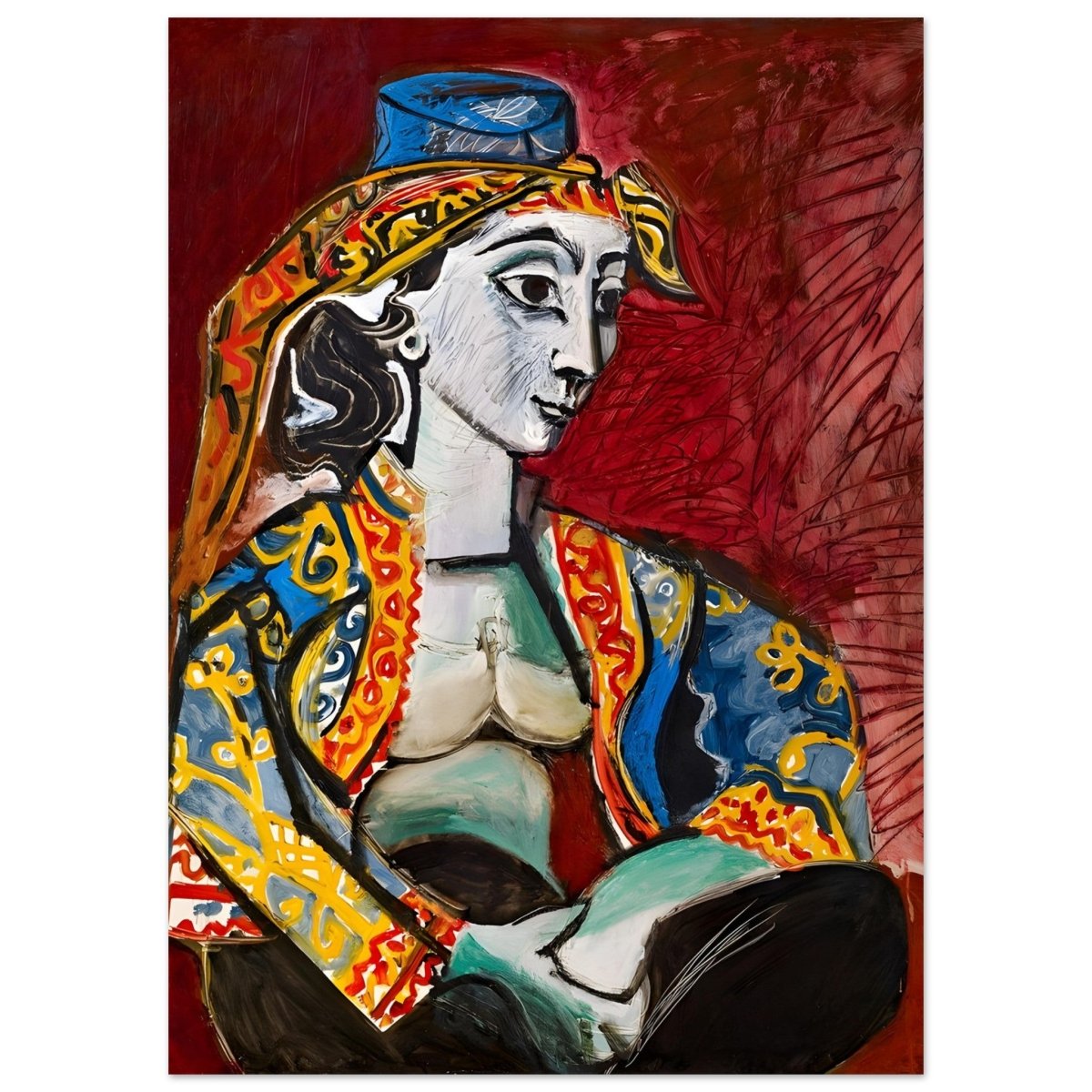 Jacqueline in Turkish Costume by Pablo Picasso | Cubism Art wall art print - Aluminum Print - 50x70 cm / 20x28″ - 