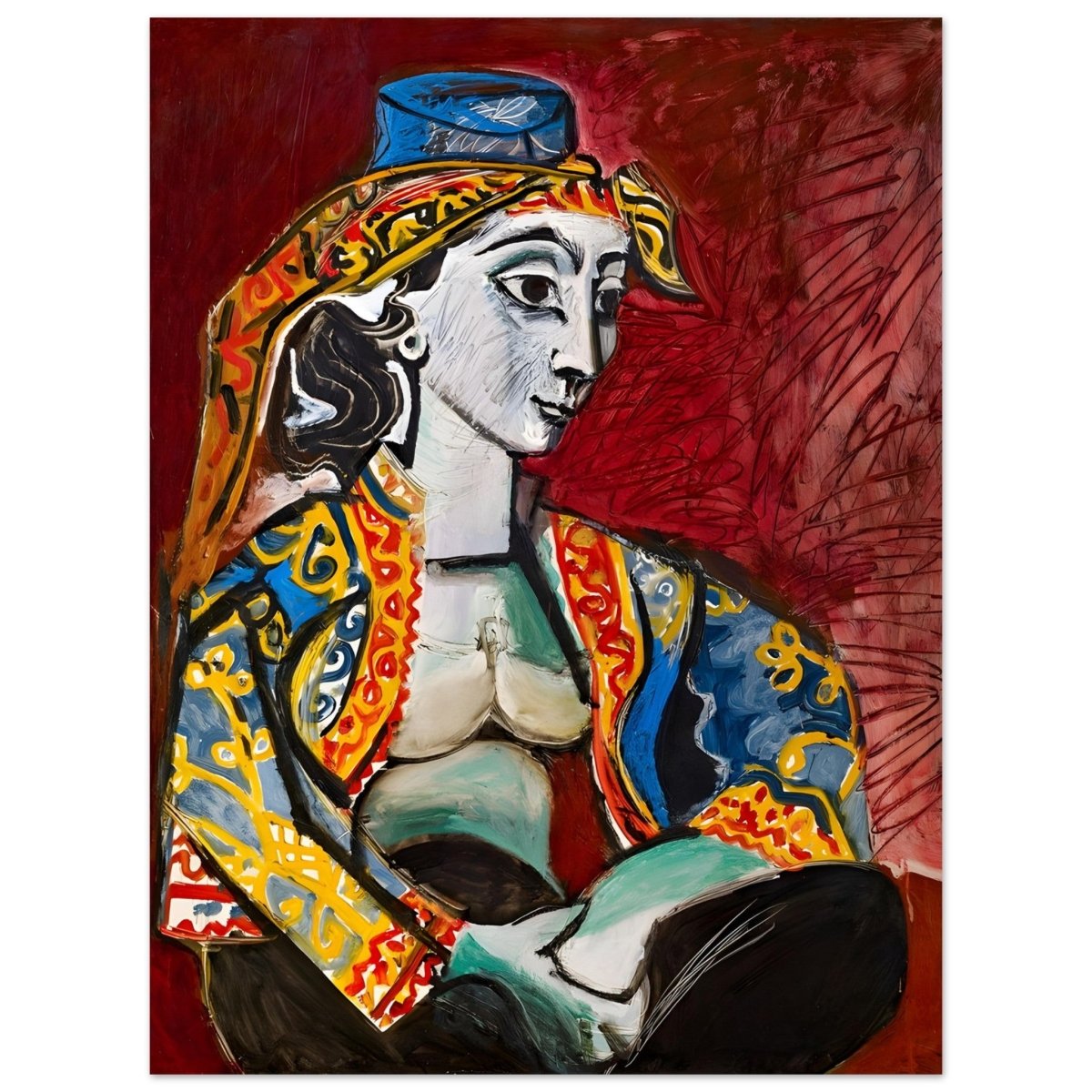 Jacqueline in Turkish Costume by Pablo Picasso | Cubism Art wall art print - Aluminum Print - 60x80 cm / 24x32″ - 