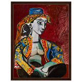 Jacqueline in Turkish Costume by Pablo Picasso | Cubism Art wall art print - Framed Canvas - 60x80 cm / 24x32″ - Dark wood frame