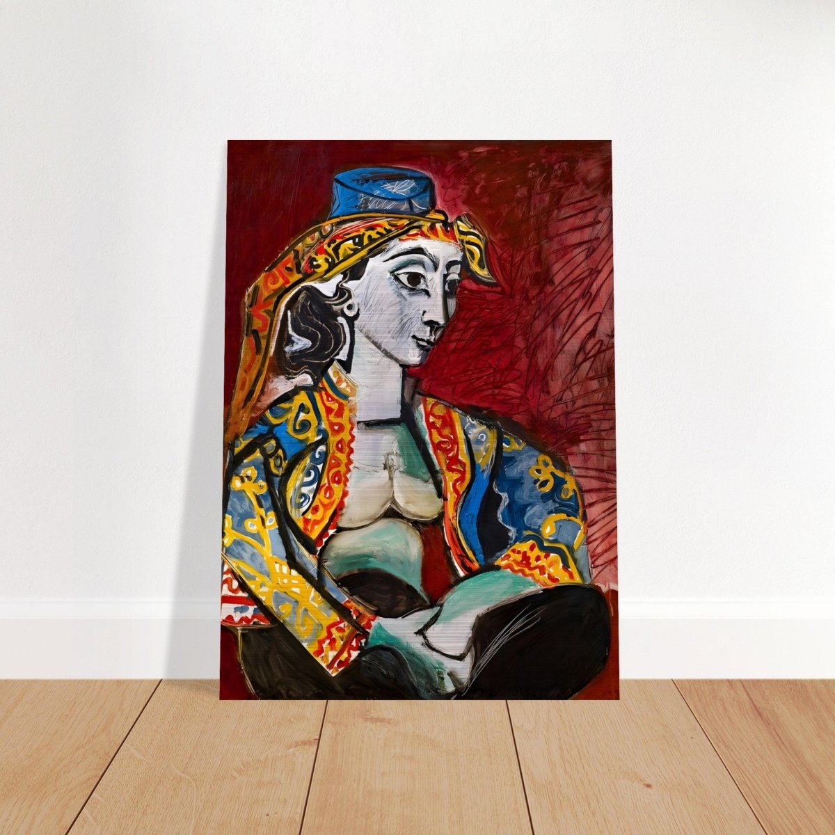 Jacqueline in Turkish Costume by Pablo Picasso | Cubism Art wall art print - Brushed Aluminum Print - 50x70 cm / 20x28″ - 