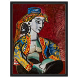 Jacqueline in Turkish Costume by Pablo Picasso | Cubism Art wall art print - Framed Canvas - 60x80 cm / 24x32″ - Black frame