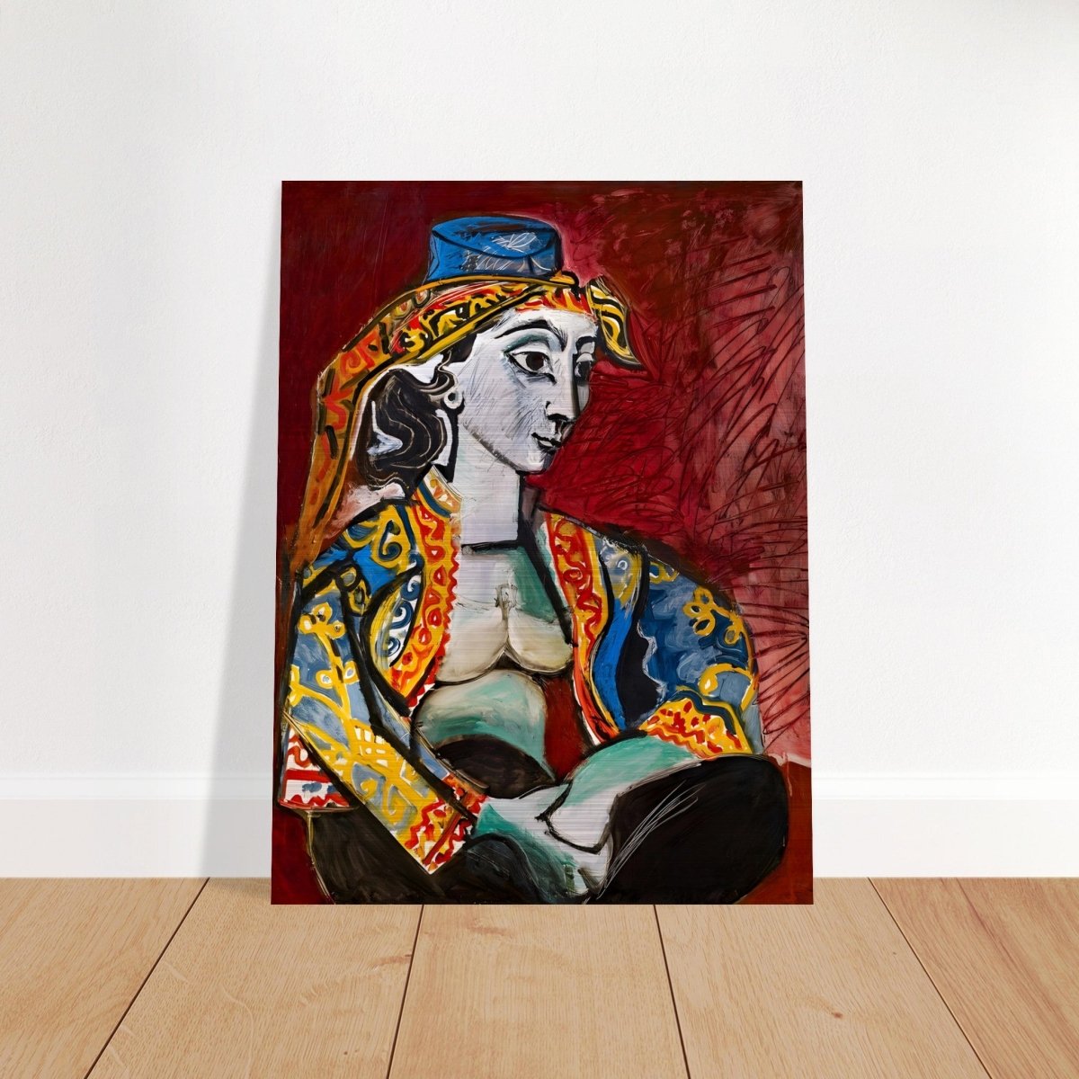 Jacqueline in Turkish Costume by Pablo Picasso | Cubism Art wall art print - Brushed Aluminum Print - 60x80 cm / 24x32″ - 