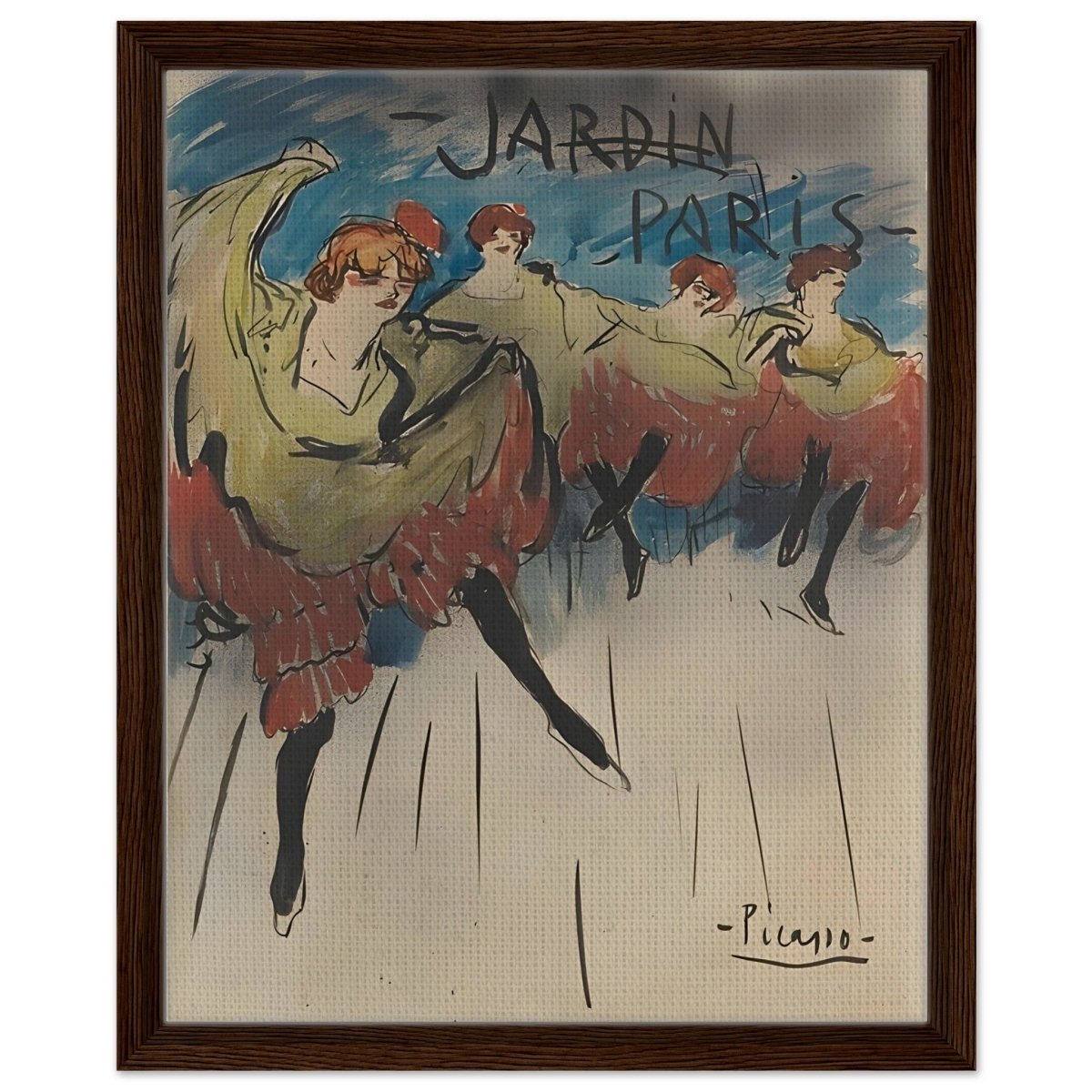 Jardin de Paris by Pablo Picasso | Post - Impressionist - Framed Canvas - 40x50 cm / 16x20″ - Dark wood frame