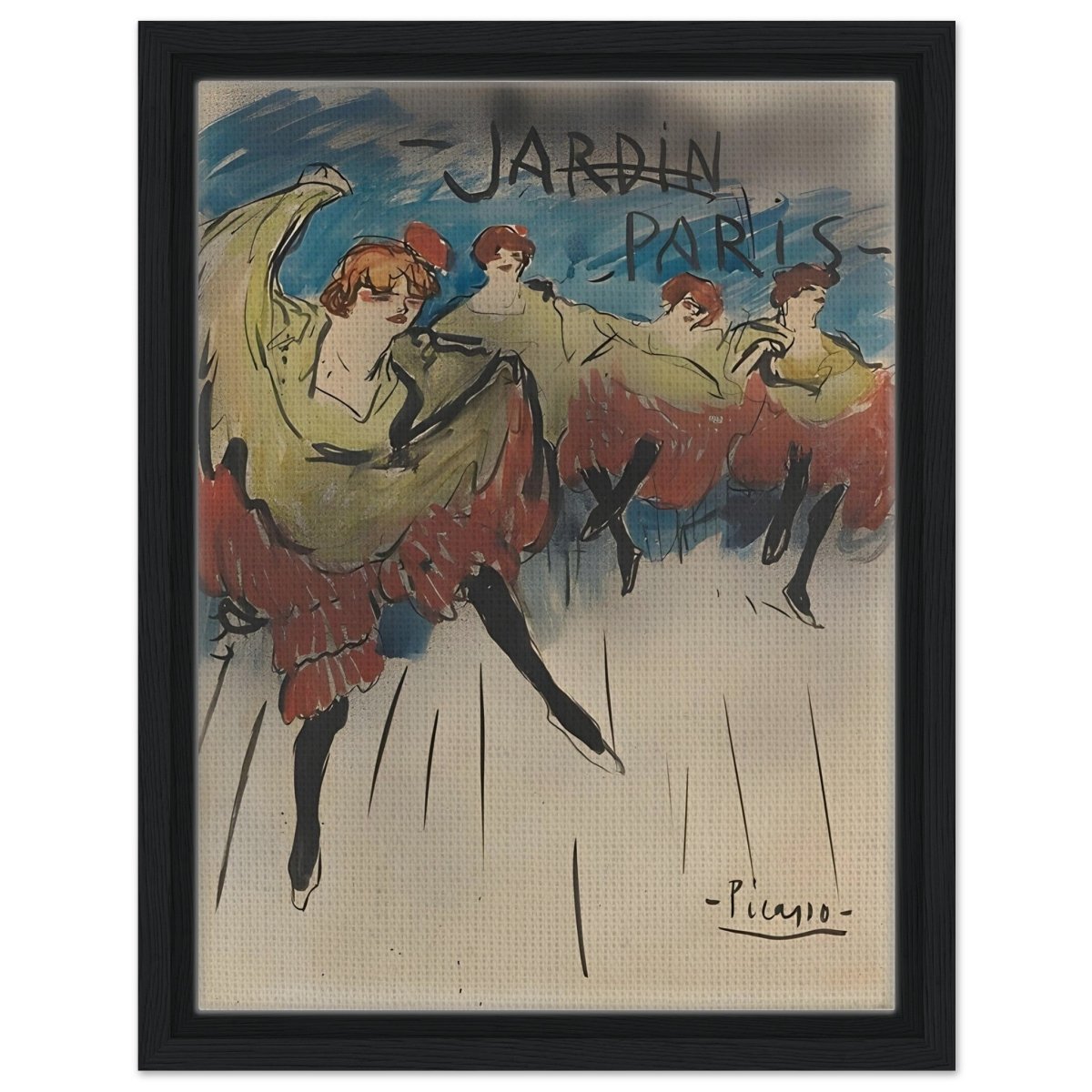 Jardin de Paris by Pablo Picasso | Post - Impressionist - Framed Canvas - 30x40 cm / 12x16″ - Black frame