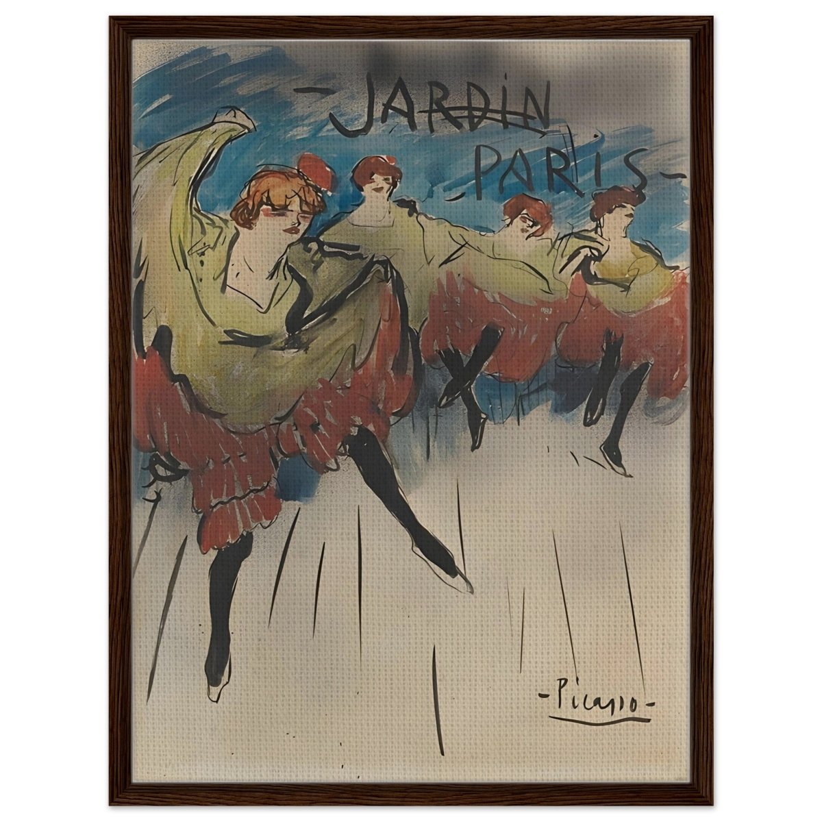 Jardin de Paris by Pablo Picasso | Post - Impressionist - Framed Canvas - 60x80 cm / 24x32″ - Dark wood frame