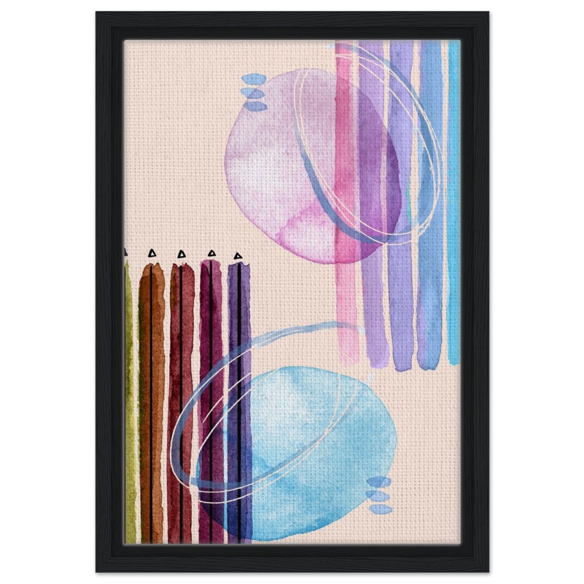 Linear Harmony Abstract - 30x45 cm / 12x18″ - Framed Canvas - Black frame