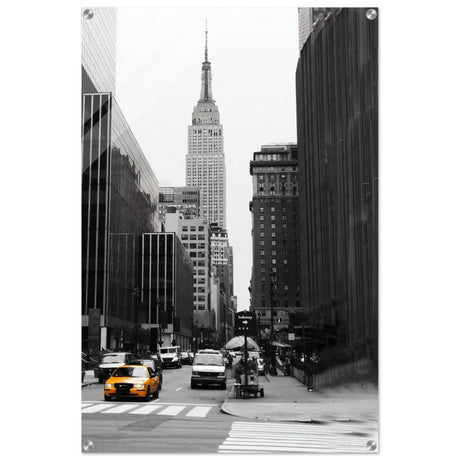 Manhattan Moments - Empire State Tower and Yellow Cab - Acrylic Print - 60x90 cm / 24x36″ - 