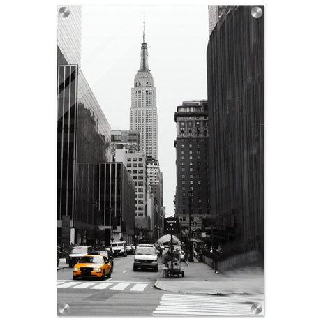 Manhattan Moments - Empire State Tower and Yellow Cab - Acrylic Print - 40x60 cm / 16x24″ - 