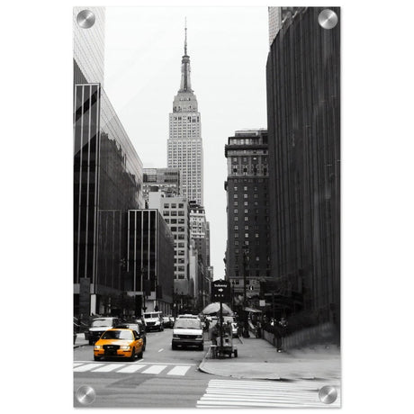 Manhattan Moments - Empire State Tower and Yellow Cab - Acrylic Print - 30x45 cm / 12x18″ - 