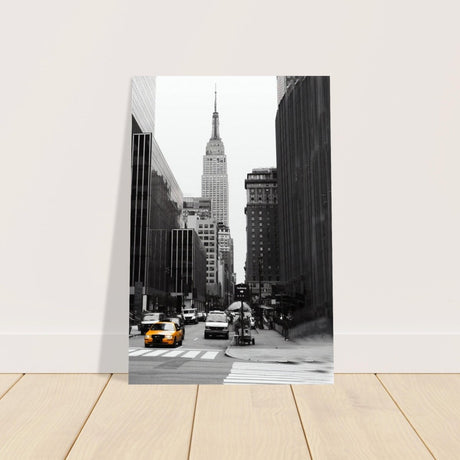 Manhattan Moments - Empire State Tower and Yellow Cab - Aluminum Print - 40x60 cm / 16x24″ - 