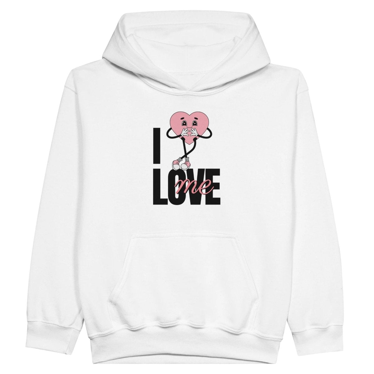 Midweight Fleece Youth Hoodie | I Love Me - XS - White - 