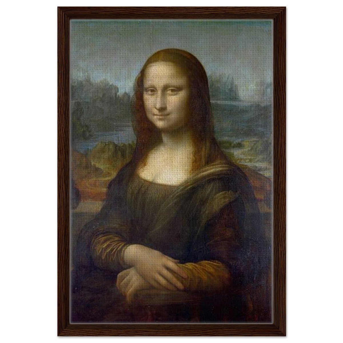 Mona Lisa by Leonardo da Vinci - Framed Canvas - 40x60 cm / 16x24″ - Dark wood frame