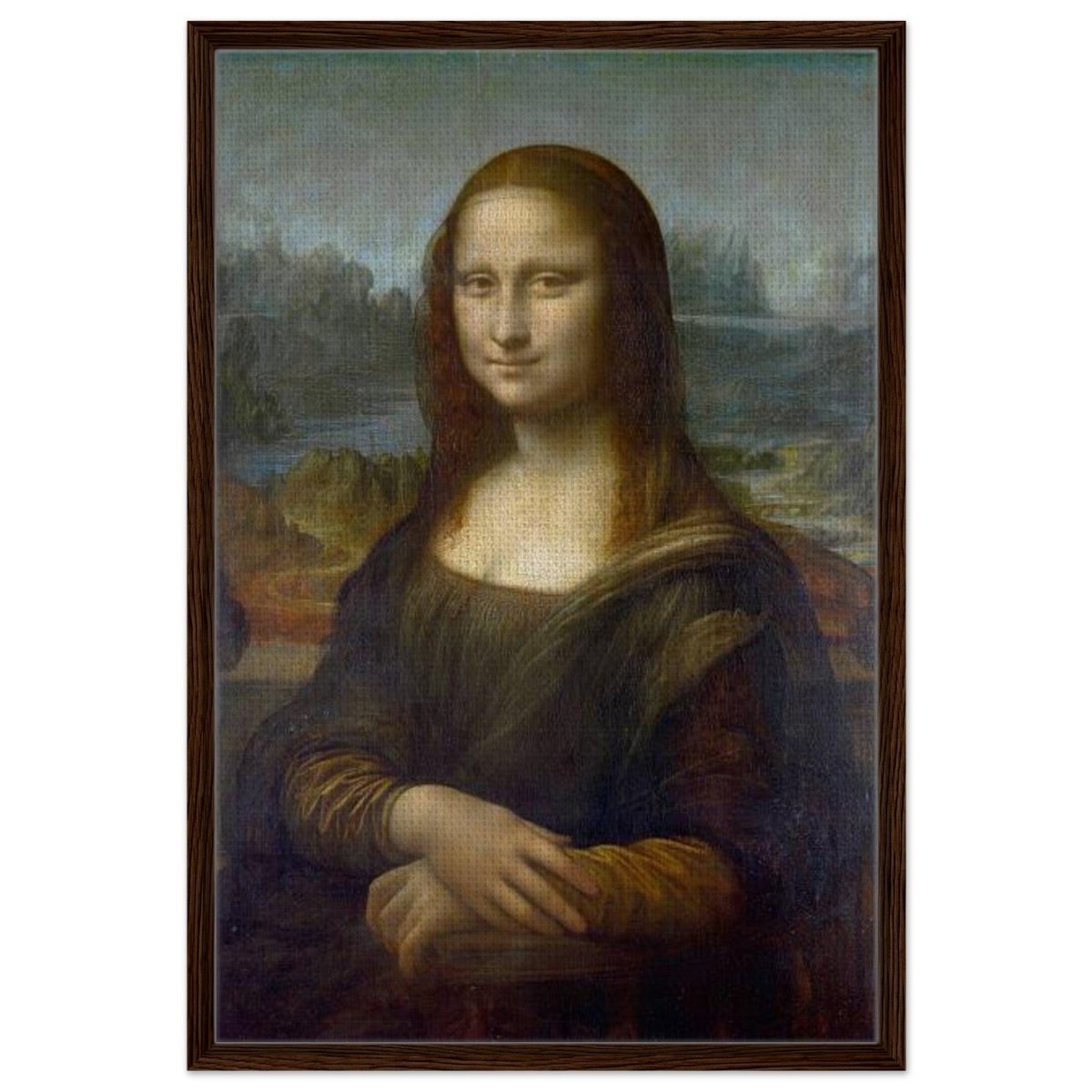 Mona Lisa by Leonardo da Vinci - Framed Canvas - 60x90 cm / 24x36″ - Dark wood frame