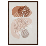 Monstera Minimal: Abstract Flow | Wall art Print - 50x75 cm / 20x30″ - Framed Canvas - Dark wood frame