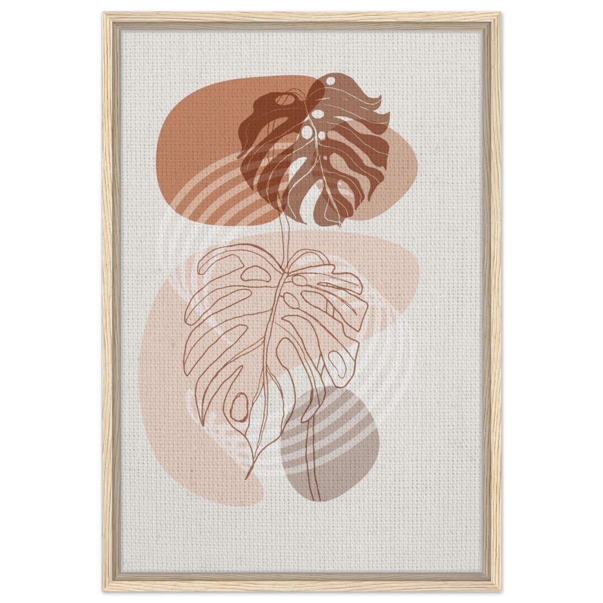 Monstera Minimal: Abstract Flow | Wall art Print - 50x75 cm / 20x30″ - Framed Canvas - Wood frame