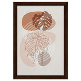 Monstera Minimal: Abstract Flow | Wall art Print - 30x45 cm / 12x18″ - Framed Canvas - Dark wood frame