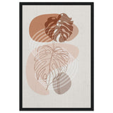 Monstera Minimal: Abstract Flow | Wall art Print - 60x90 cm / 24x36″ - Framed Canvas - Black frame