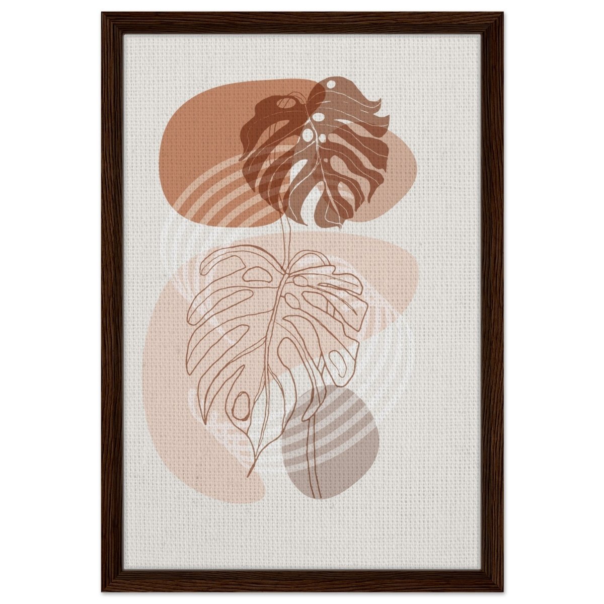 Monstera Minimal: Abstract Flow | Wall art Print - 40x60 cm / 16x24″ - Framed Canvas - Dark wood frame