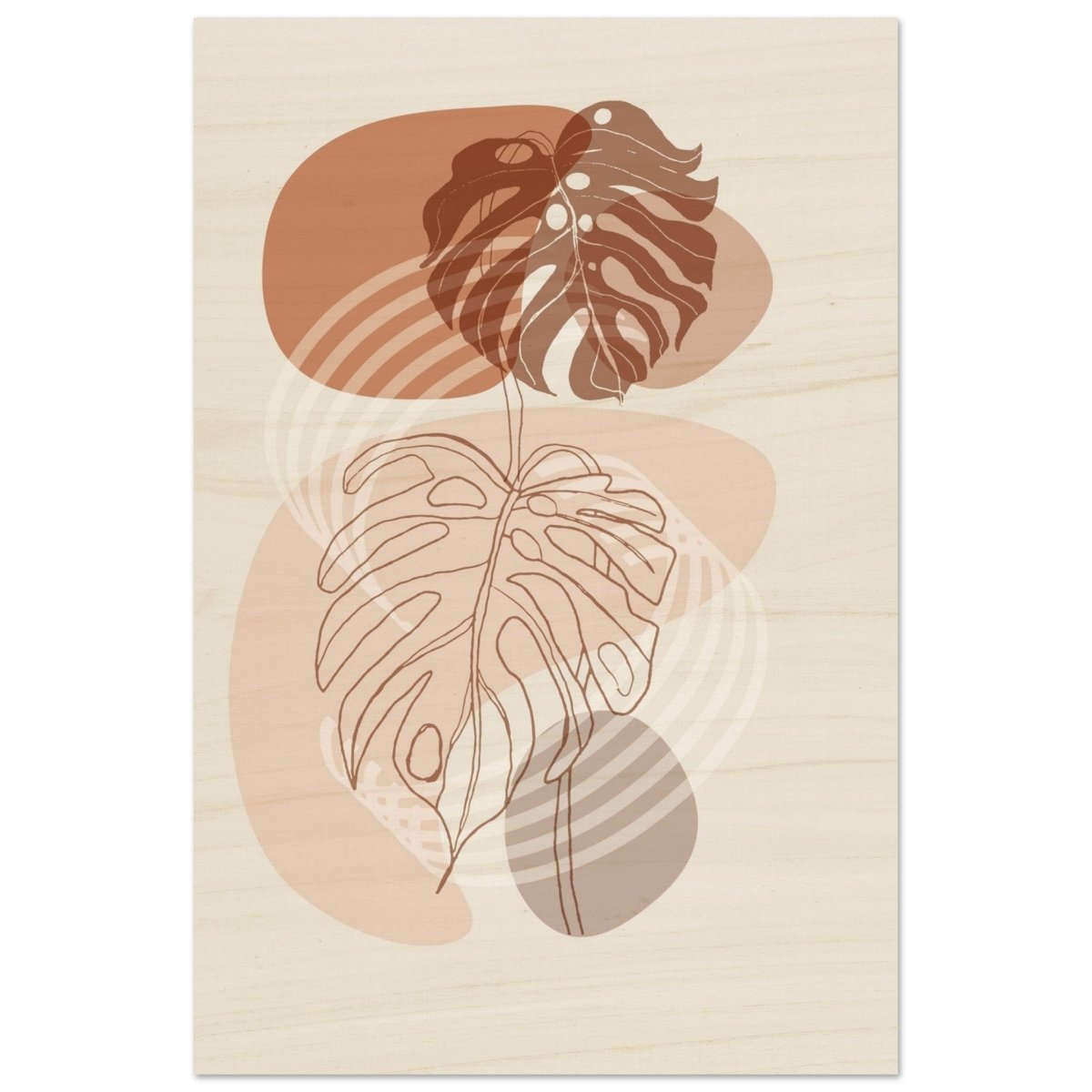 Monstera Minimal: Abstract Flow | Wall art Print - 40x60 cm / 16x24″ - Wood Prints - 