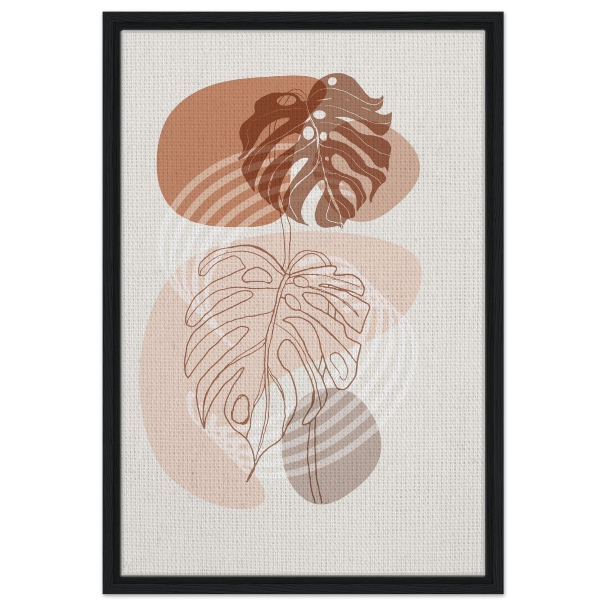 Monstera Minimal: Abstract Flow | Wall art Print - 50x75 cm / 20x30″ - Framed Canvas - Black frame