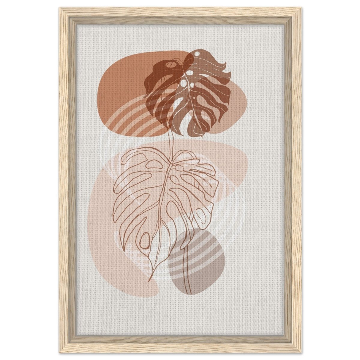 Monstera Minimal: Abstract Flow | Wall art Print - 30x45 cm / 12x18″ - Framed Canvas - Wood frame