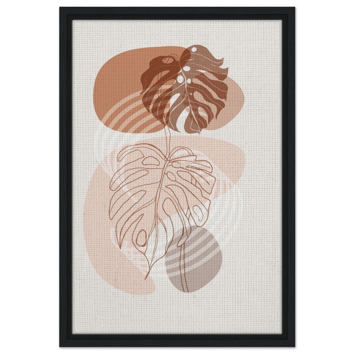 Monstera Minimal: Abstract Flow | Wall art Print - 40x60 cm / 16x24″ - Framed Canvas - Black frame