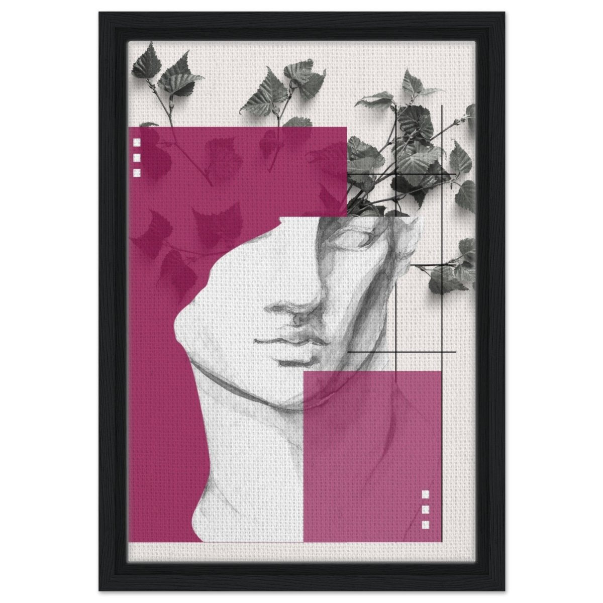 Neo - Classical Fusion: The Timeless Gaze | Surrealism & Abstraction Wall art print - 30x45 cm / 12x18″ - Framed Canvas - Black frame