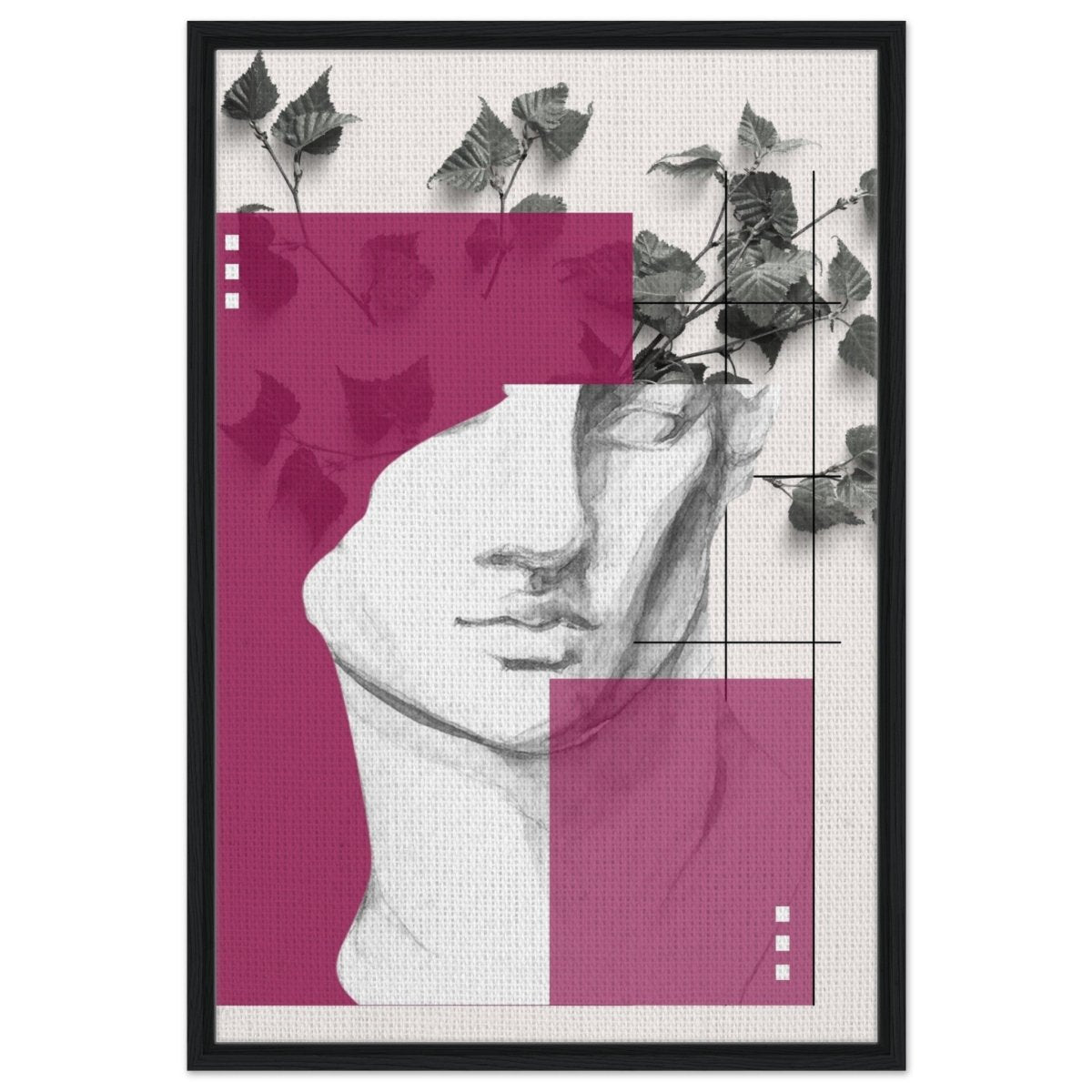 Neo - Classical Fusion: The Timeless Gaze | Surrealism & Abstraction Wall art print - 60x90 cm / 24x36″ - Framed Canvas - Black frame