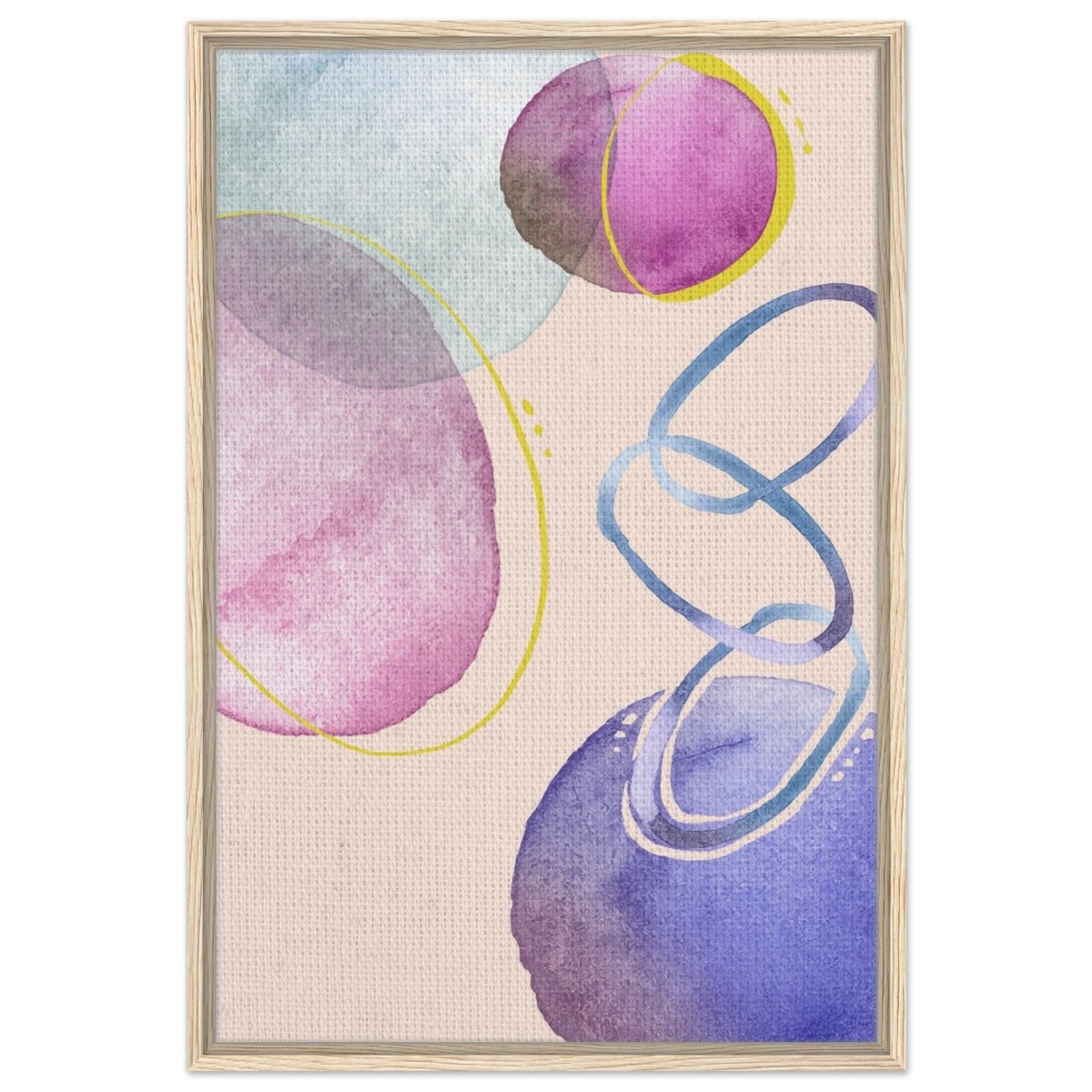 Pastel Harmony Abstract | Wall art Print - 60x90 cm / 24x36″ - Framed Canvas - Wood frame