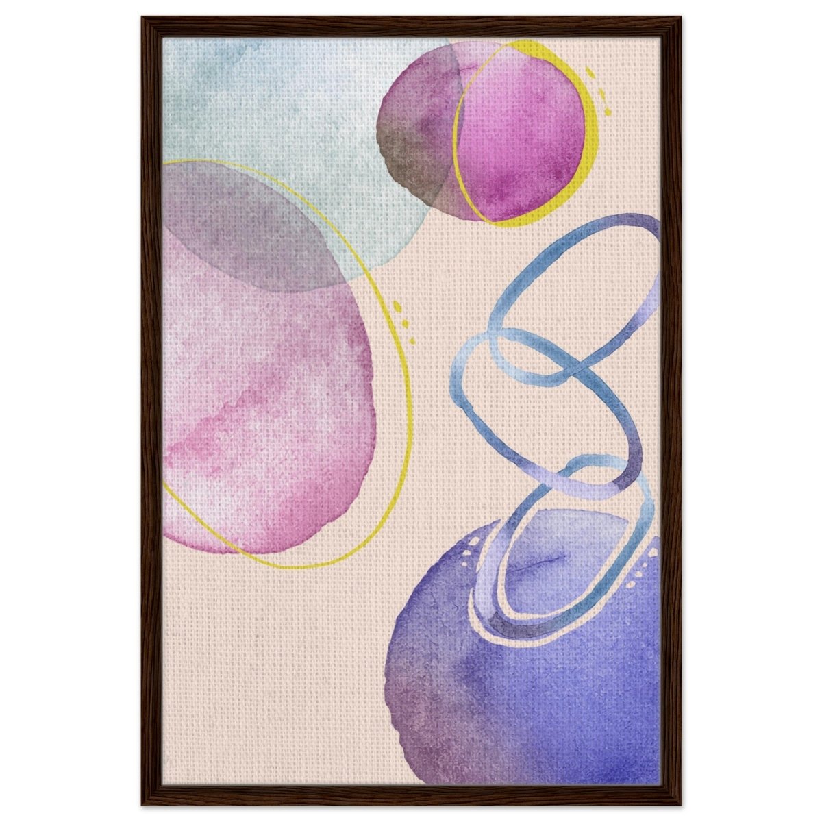 Pastel Harmony Abstract | Wall art Print - 60x90 cm / 24x36″ - Framed Canvas - Dark wood frame