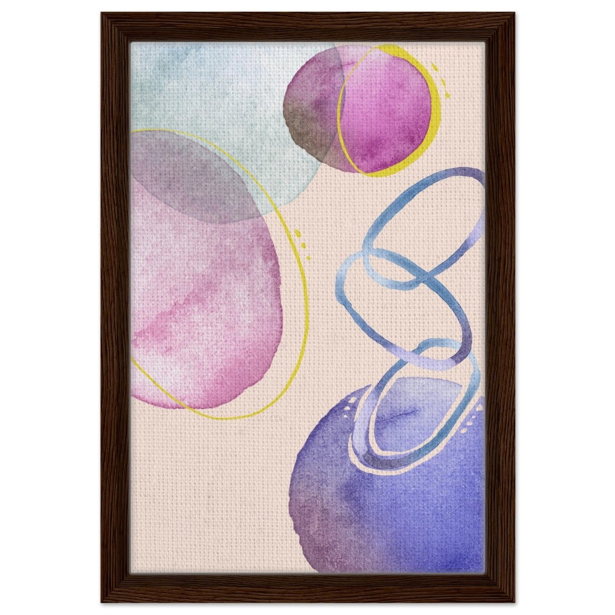 Pastel Harmony Abstract | Wall art Print - 30x45 cm / 12x18″ - Framed Canvas - Dark wood frame