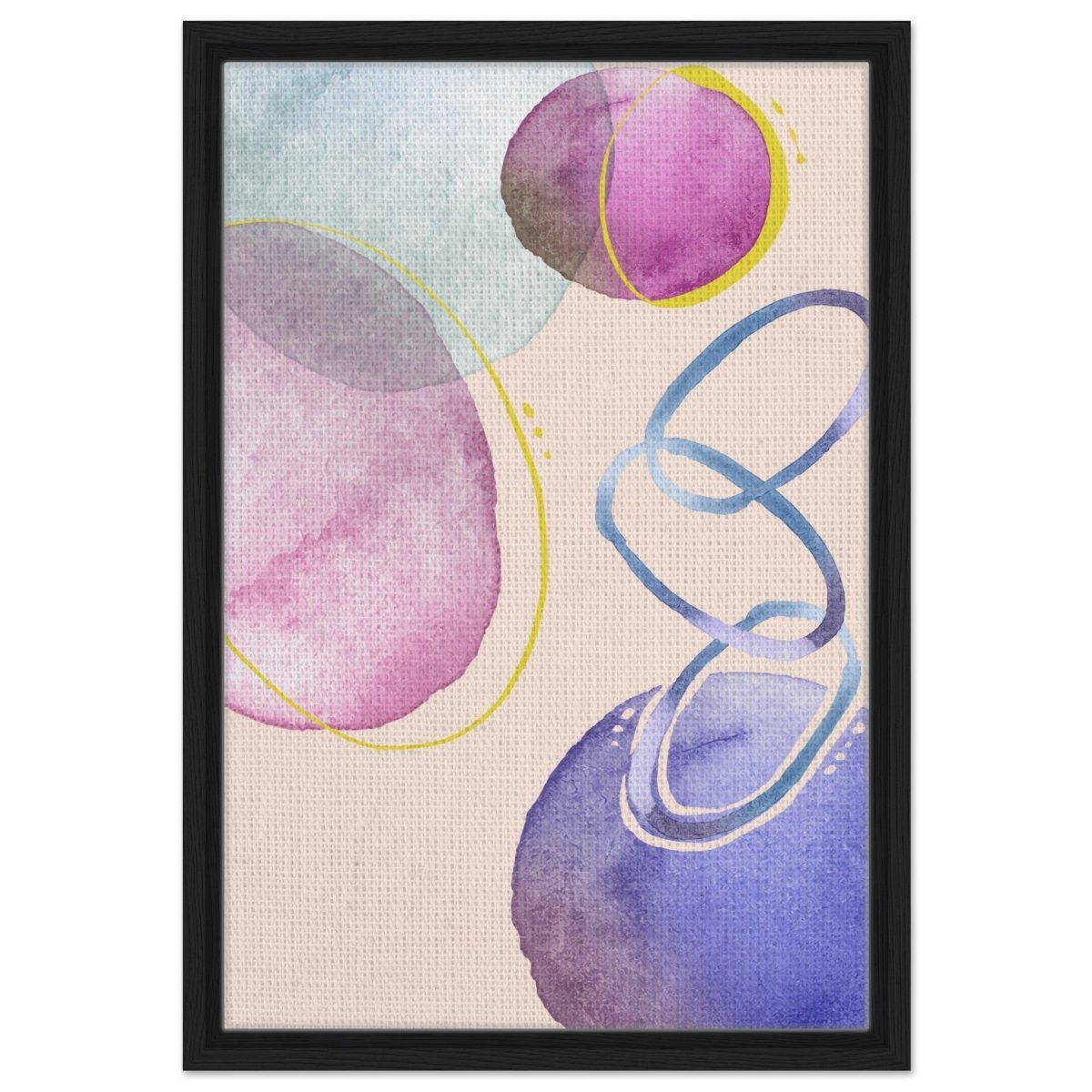 Pastel Harmony Abstract | Wall art Print - 40x60 cm / 16x24″ - Framed Canvas - Black frame