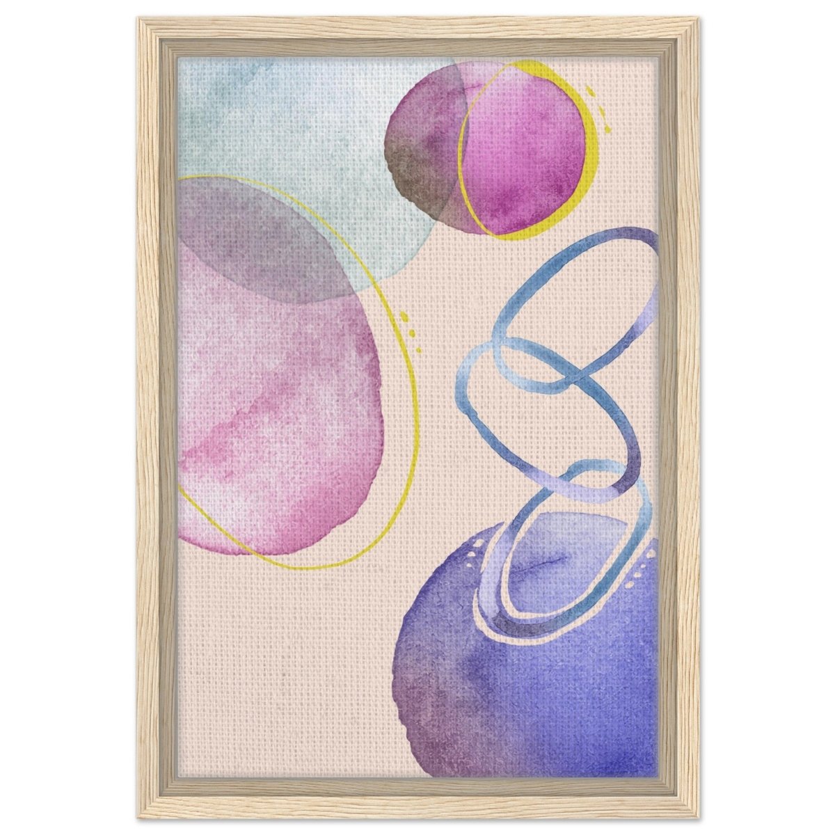 Pastel Harmony Abstract | Wall art Print - 30x45 cm / 12x18″ - Framed Canvas - Wood frame