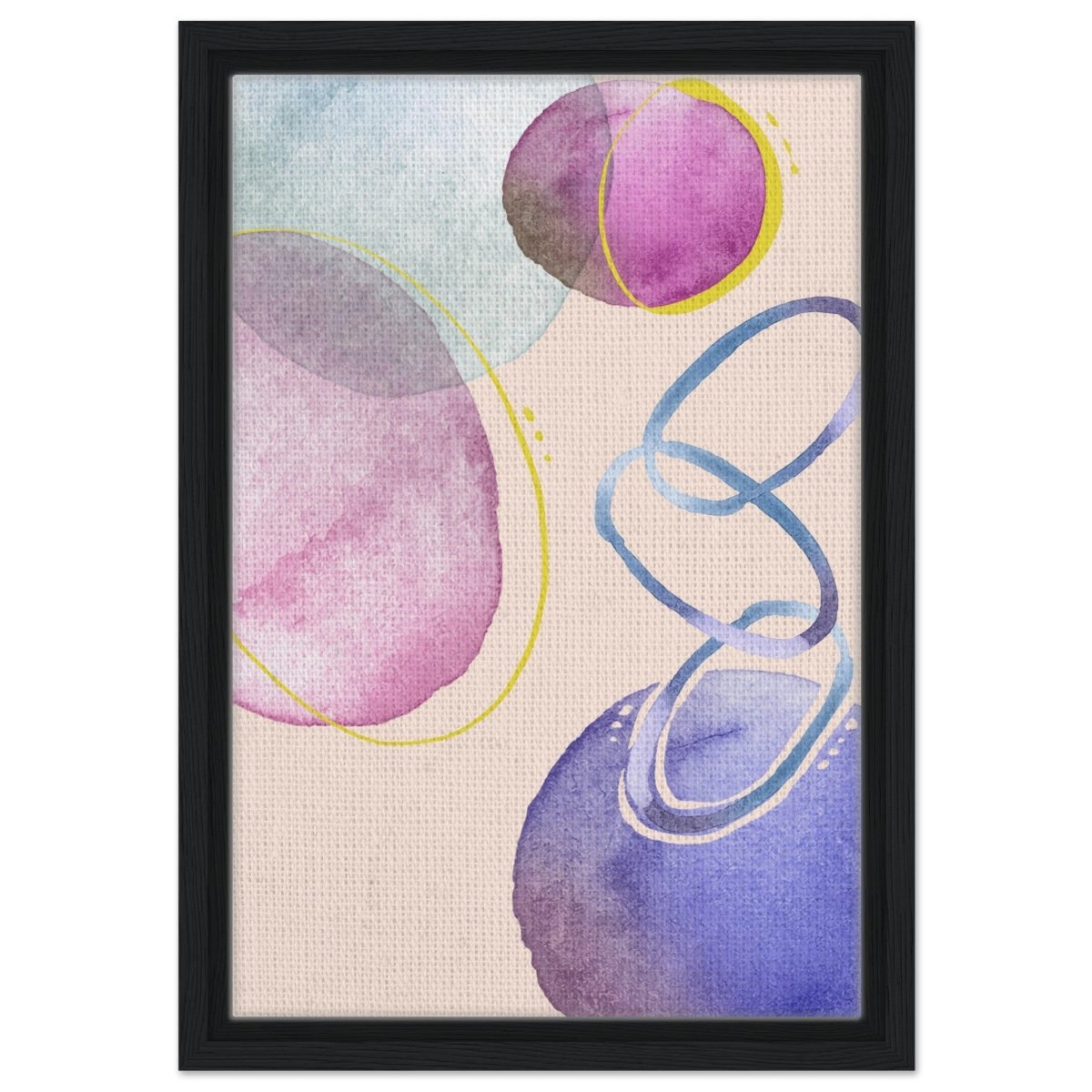 Pastel Harmony Abstract | Wall art Print - 30x45 cm / 12x18″ - Framed Canvas - Black frame