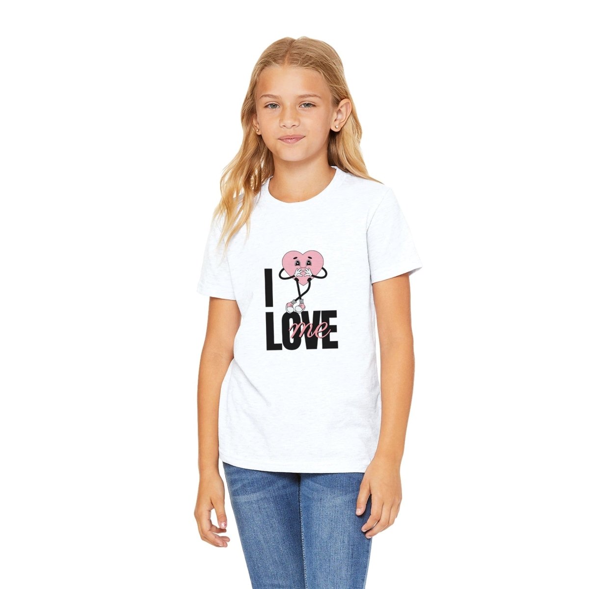 Premium Kids Crewneck T-shirt | I Love Me - S - Black - 