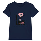 Premium Kids Crewneck T-shirt | I Love Me - S - Navy - 