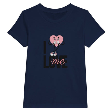 Premium Kids Crewneck T-shirt | I Love Me - S - Navy - 