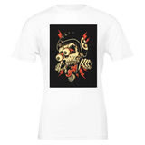 Premium Unisex Crewneck T-shirt | Bella | Skeleton Pop Art Print - White - Design Option 2 - S