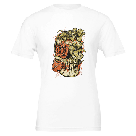 Premium Unisex Crewneck T-shirt | Bella | Skeleton Pop Art Print - White - Design Option 1 - S